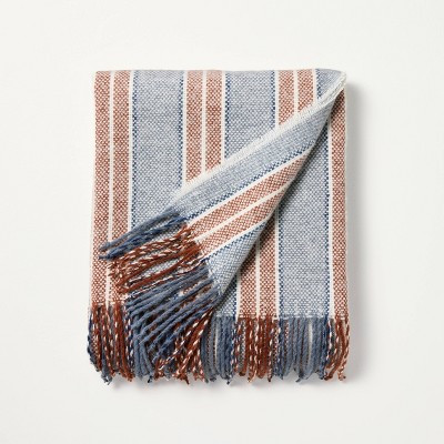 Throw Blanket Blue/Brown Striped - Hearth & Hand™ with Magnolia | Target