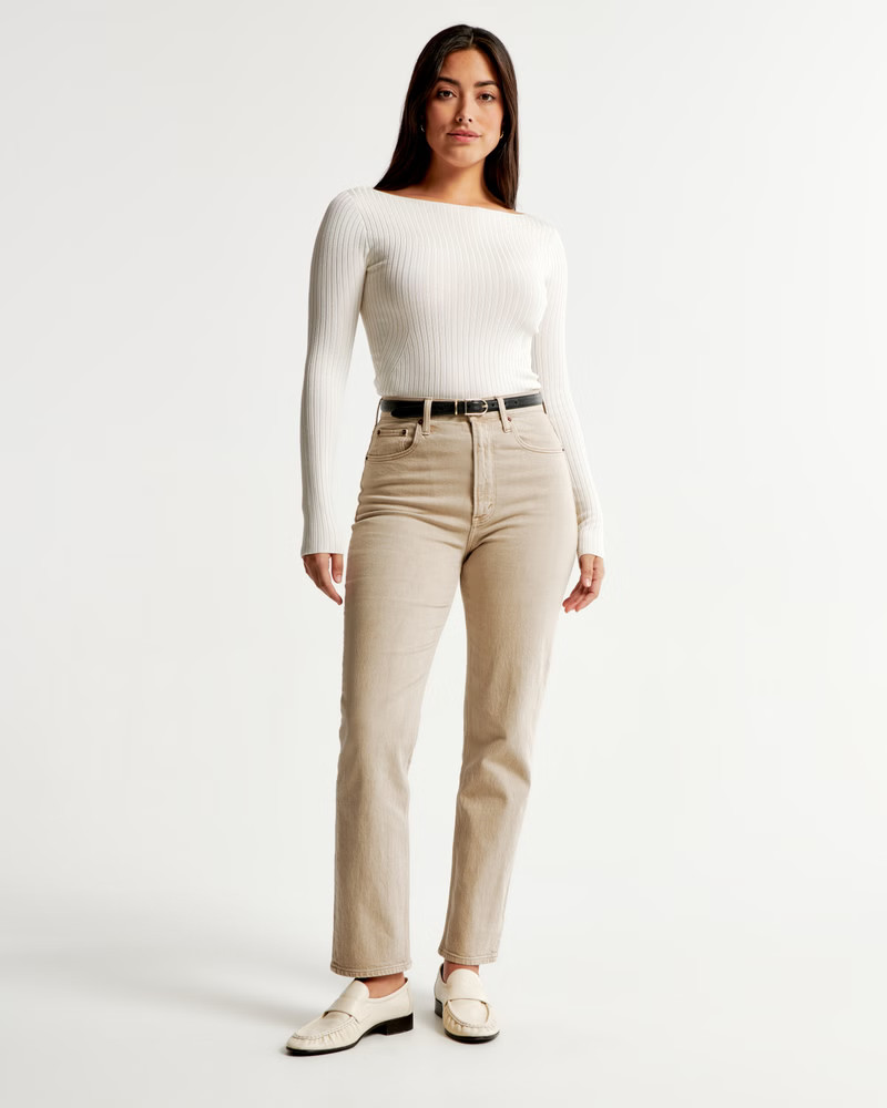 Women's Curve Love Ultra High Rise Ankle Straight Jean | Women's Bottoms | Abercrombie.com | Abercrombie & Fitch (US)