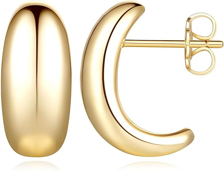MOMELF Gold Hoop Earrings Gold Earrings for Women 14K Gold Hoop Earrings Thick Gold Stud Earrings | Amazon (CA)