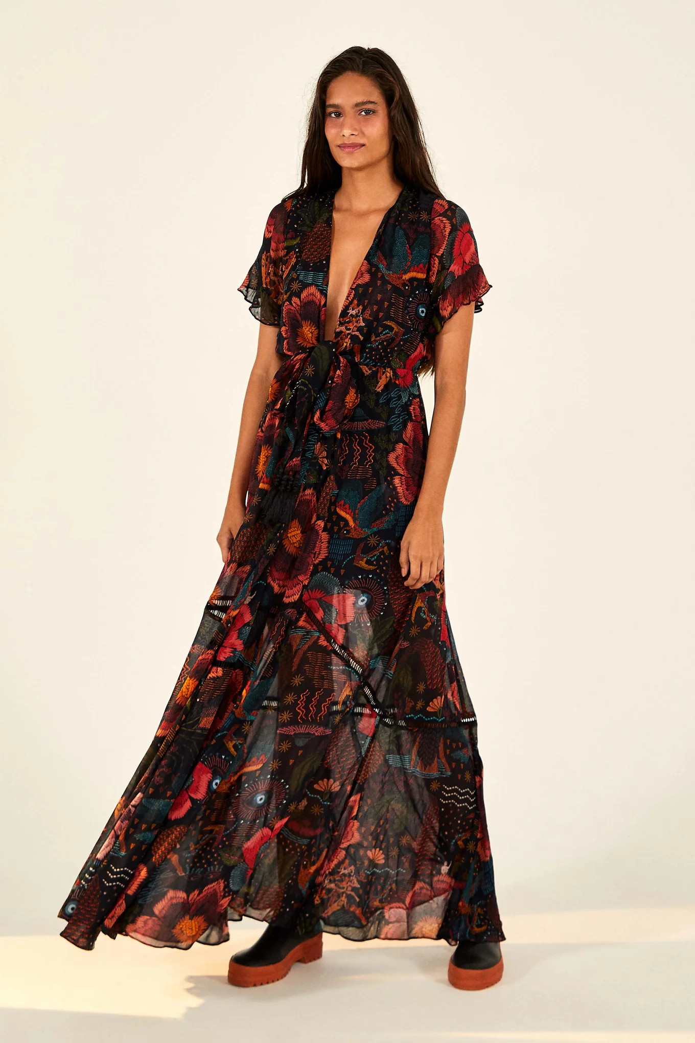BLACK RIVER CREATURES MAXI DRESS | FarmRio (US)