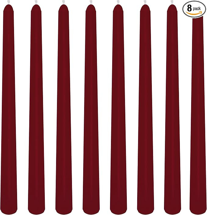 8 Pack 10 Inch Burgundy Smooth Taper Candle Set, 7/8 Inch Unscented Driples Candlesticks for Home... | Amazon (US)