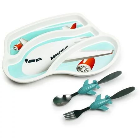 KidsFunwares Me Time Meal Set (Jet Plane) - Set of Plate, Fork & Spoon | Walmart (US)