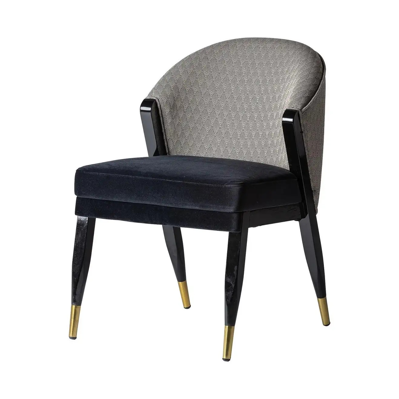 Black Lacquer Wooden With Velvet And Fabric Chair | 1stDibs