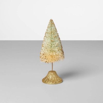 9" x 3.7" Bottle Brush Christmas Tree Blue/Gold - Opalhouse™ | Target
