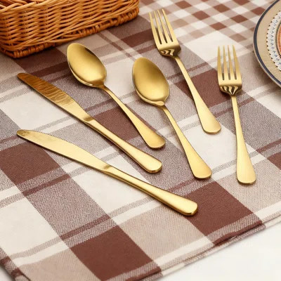 36-Piece Gold Flatware Set Service For 12, Stainless Steel Titanium Gold Silverware Set With Knives Spoons Forks And Serving Utensils, Durable Dishwas | Wayfair North America