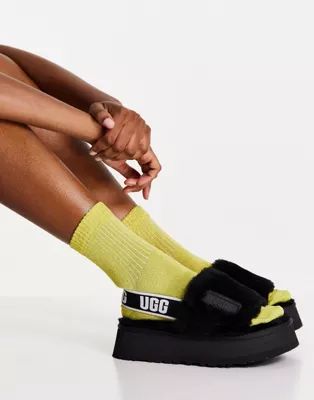 UGG Disco slide flatform sandals in black | ASOS (Global)