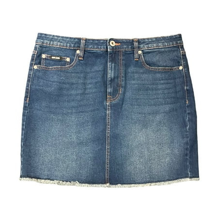 DKNY Jeans Women s 17 A-Line Frayed Raw Hem Denim Skirt (Nom/Nomad 8) | Walmart (US)