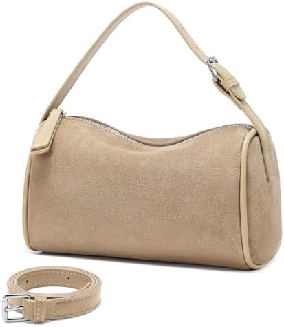 Suede Leather Crossbody Purses Bag for Women,Small Barrel Hobo Purse with Adjustable Strap Design... | Amazon (US)