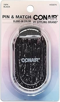 Conair Pin & Match Bobby Hair Pins, Black Bobby Pins packed inside a Storage Container, 75ct | Amazon (US)