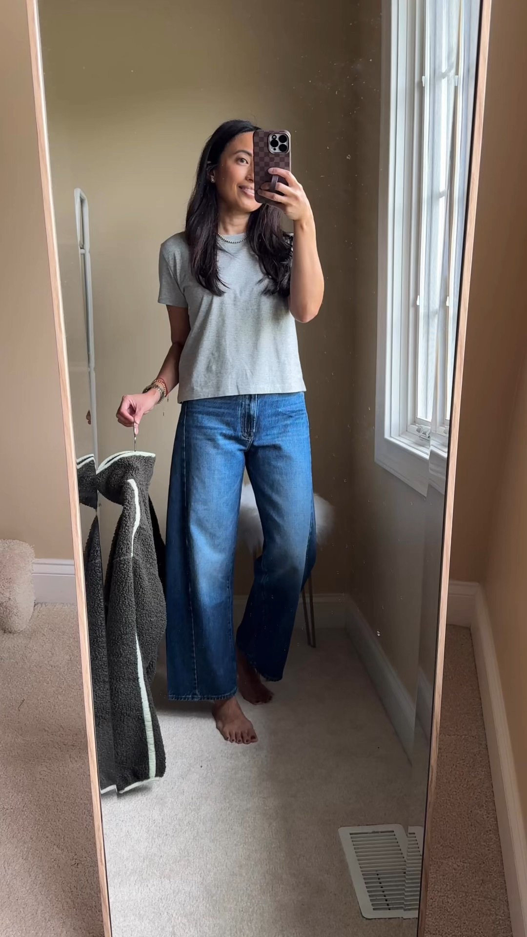 Fall outfit: stylish sherpa pullover & jeans. 
-Perfect fit in this cute pullover. Normally I can’t wear this type of top often because I overheat in them, but this one is lightweight yet warm. Details and cut make it look designer. True to size. Available in 4 colors. On sale for $28. 
- Barrel jeans. I sized up. 
- Brown suede sneakers in a mule style. 
- Good basic t-shirt for wearing alone or layering on sale 30% off. True to size. 
- Suede handbag. 
- Also linking a new lightweight cushion foundation that I am trying out. Really like it so far- skin looks healthy and radiant. 

#LTKOver40 #LTKFindsUnder100 #LTKFindsUnder50