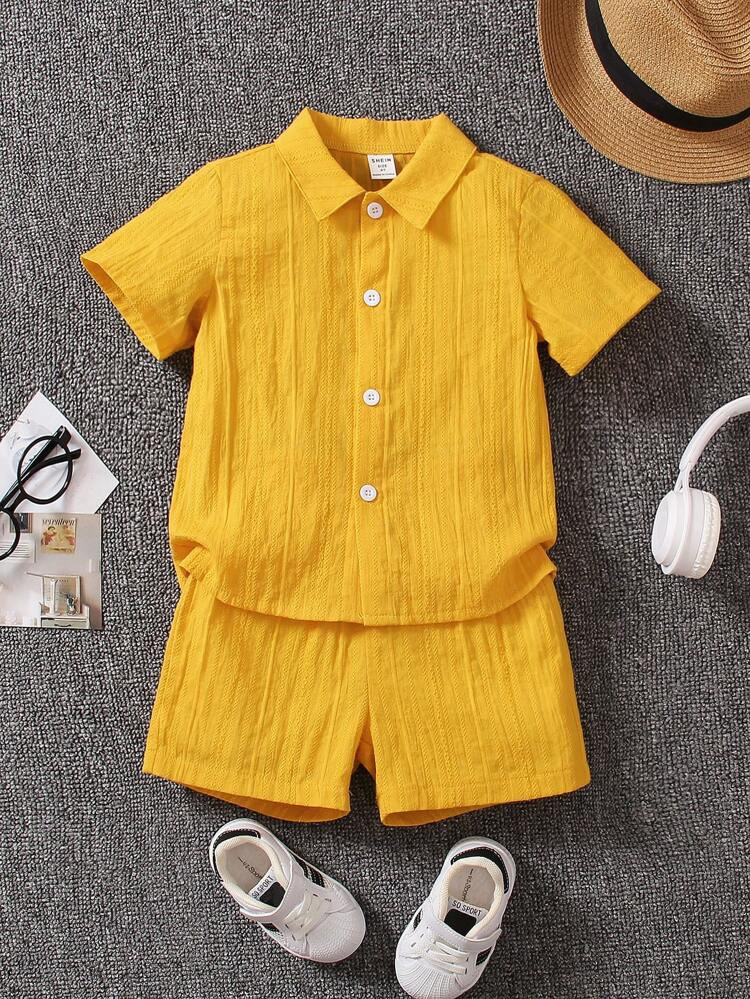 Toddler Boys Solid Button Front Shirt & Shorts
       
              
              $8.50  
     ... | SHEIN
