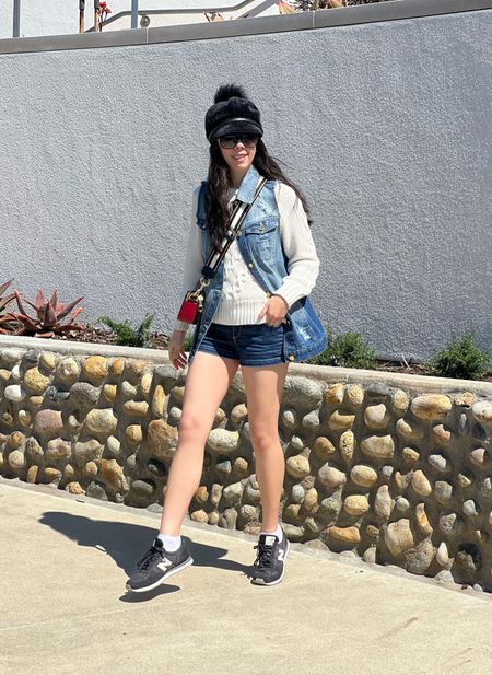 Happy Friday! I wanted to figure out a way of integrating my newsboy cap with casual outfits so I paired it with a denim look! I mixed a light washed oversized denim vest with dark washed shorts and a cream cable-knit sweater. 

#LTKunder100 #LTKstyletip #LTKFind