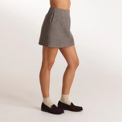 Herringbone A-Line Mini Skirt - Brown 6 | Lounge (UK)