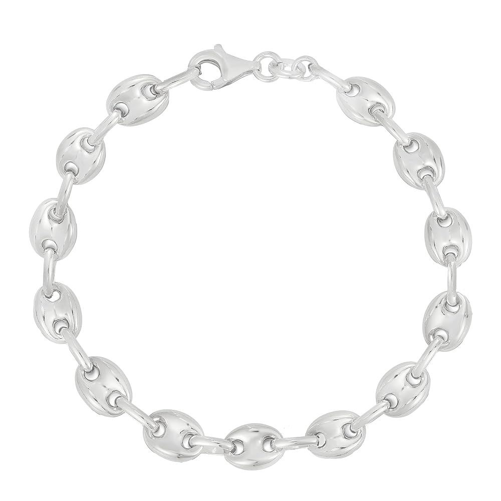 Savlano 925 Sterling Silver Hollow Puffed Anchor Mariner Link Chain Bracelet for Women Comes with... | Amazon (US)