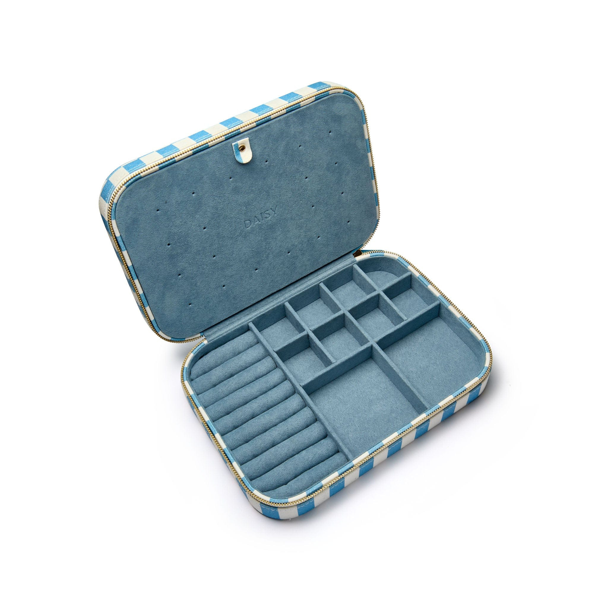 Blue Stripe Large Jewellery Case | Daisy London Jewellery