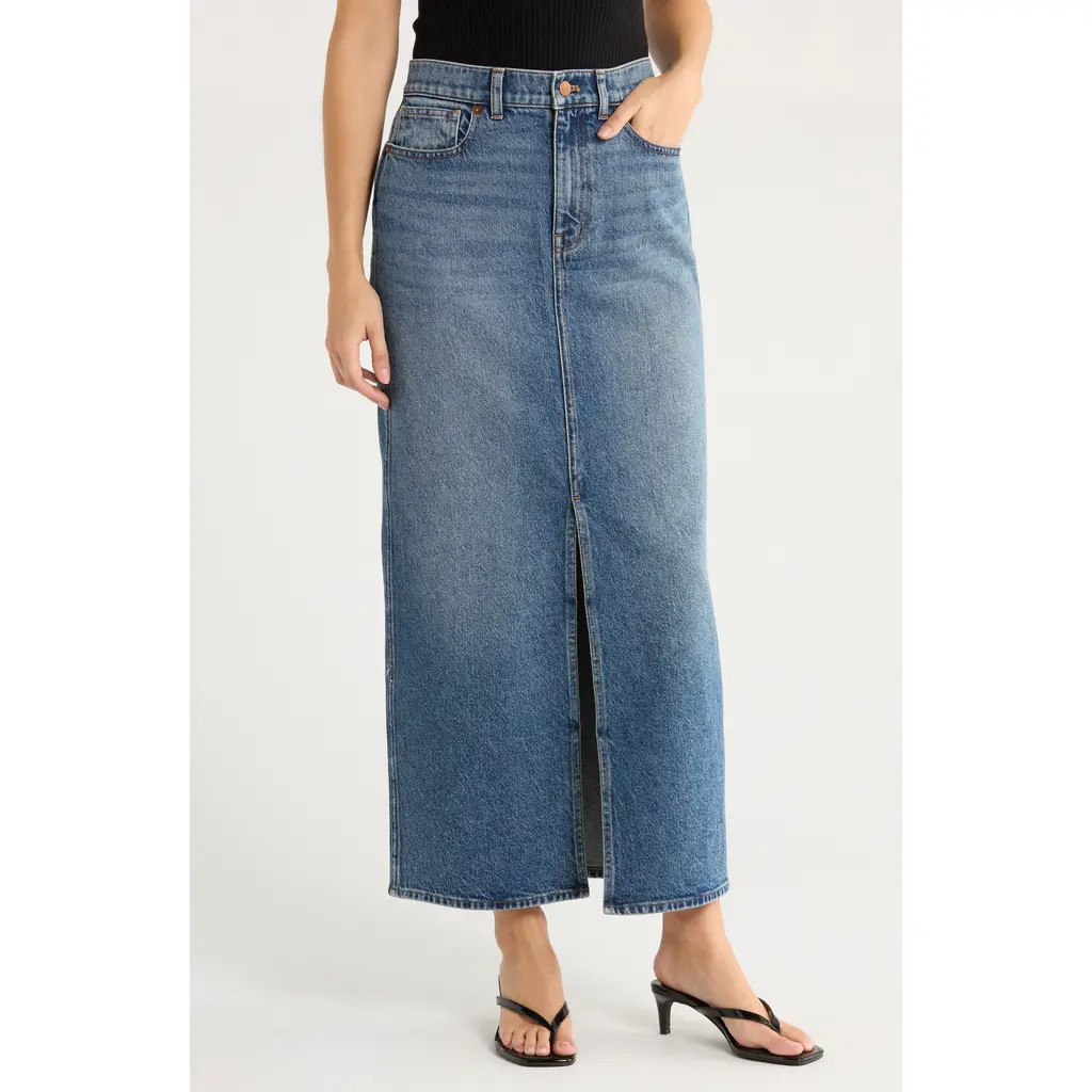 Madewell Denim Maxi Skirt in Lombard Wash at Nordstrom Rack, Size 31 | Nordstrom Rack