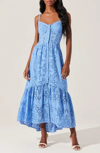ASTR the Label Yamila Cotton Eyelet High-Low Dress | Nordstrom | Nordstrom