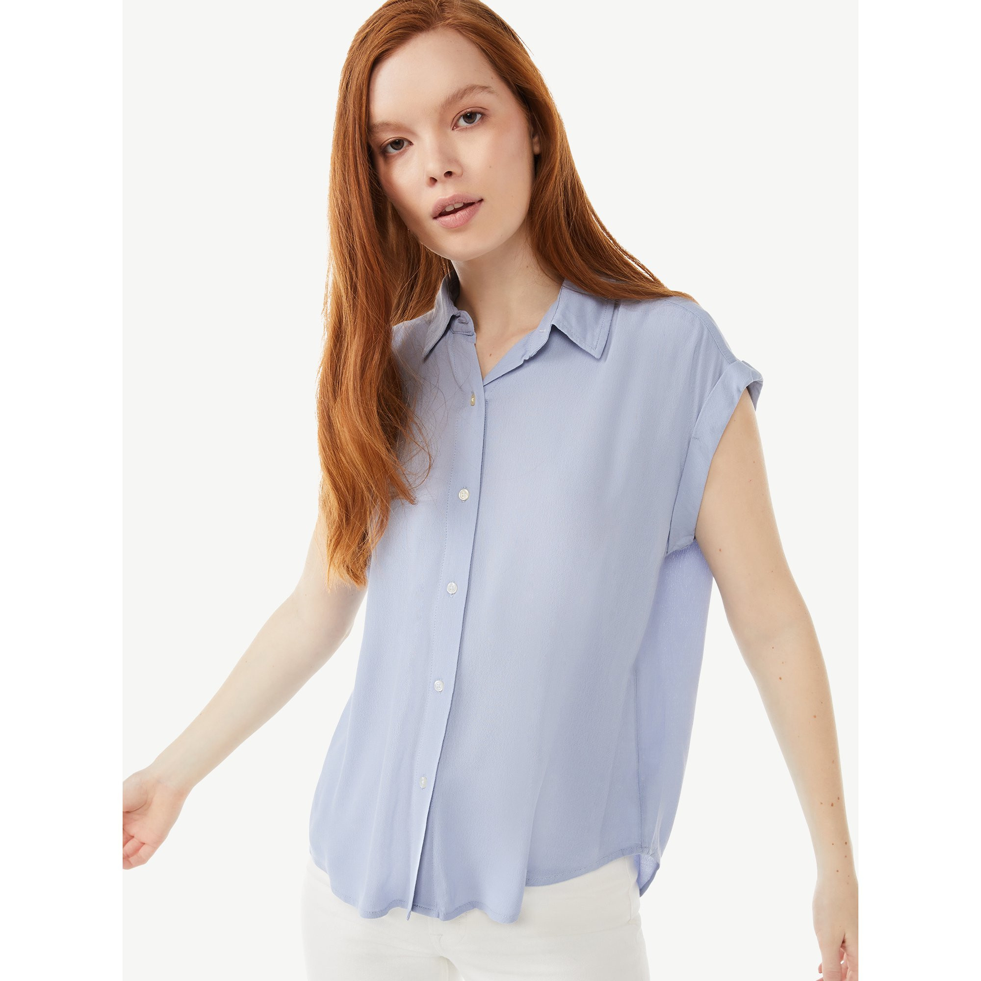 Free Assembly Women’s Short Sleeve Button-Down Shirt | Walmart (US)