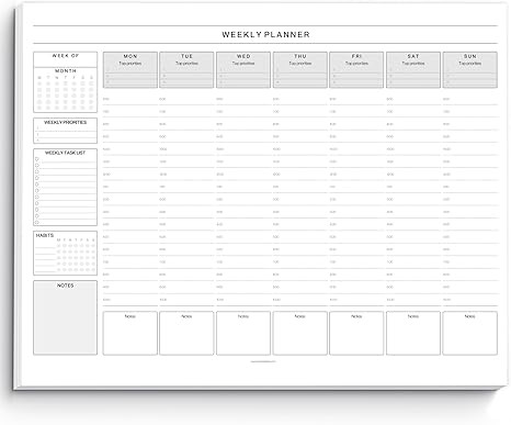 Weekly Hourly Planner Notepad, Daily Planner Desk Pad, Weekly Schedule, To Do List Note Pad, ADHD... | Amazon (US)