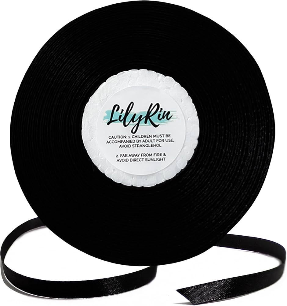 Black Ribbon 1/4 Inches 36 Yards Satin Roll Perfect for Scrapbooking, Art, Halloween, Wreath, Cor... | Amazon (US)