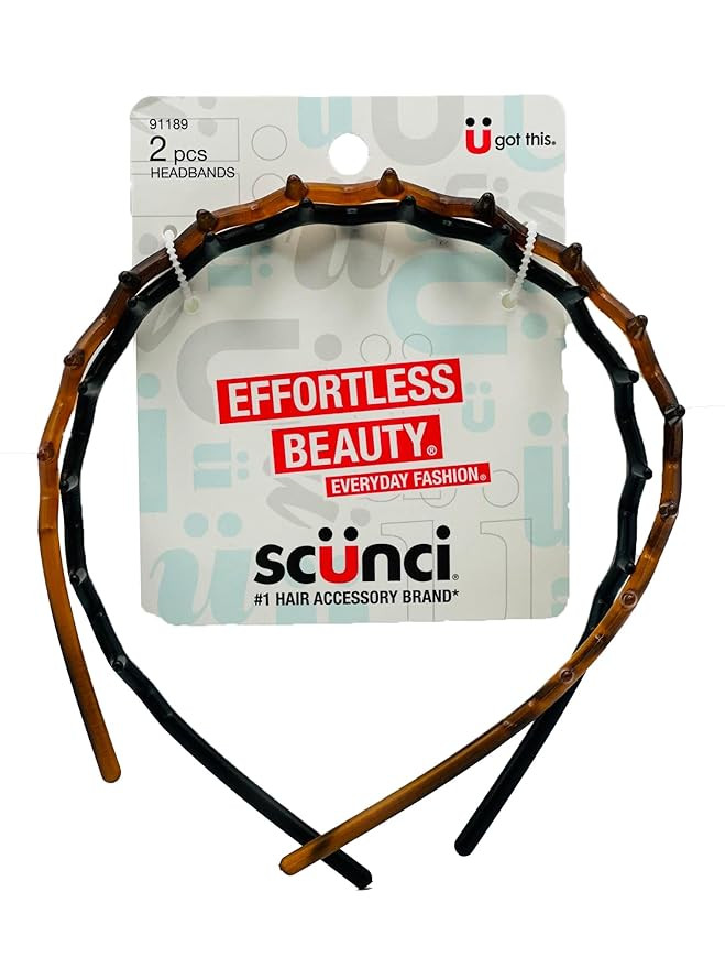 Scunci Effortless Beauty Headbands, 1-Inch Wide, 2-Count (1-Pack) | Amazon (US)