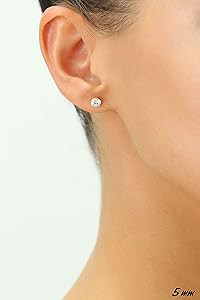 14k Yellow Gold Solitaire Round Cubic Zirconia Stud Earrings in Secure Screw-backs | Amazon (US)