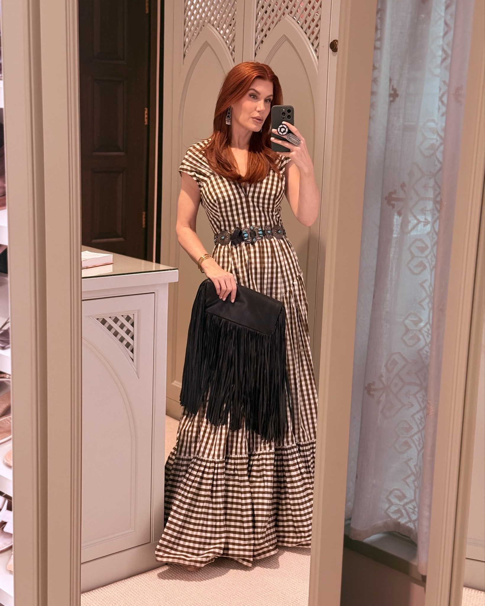 Headed to a Lela Rose x @Lucchese Bootmaker event for their collab launch and this dress deserved another moment.

Paired it with black and turquoise accessories - and this bag might be the best find of the year.

Of course I finished the look with my Priscilla boots. One of my all-time favorites… I own them in several colors and they’re incredibly comfortable.