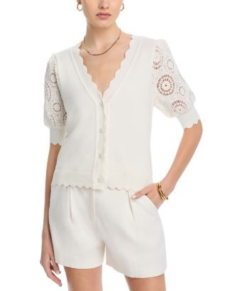 T Tahari Crochet Sleeve Cardigan  | Bloomingdale's Women | Bloomingdale's (US)