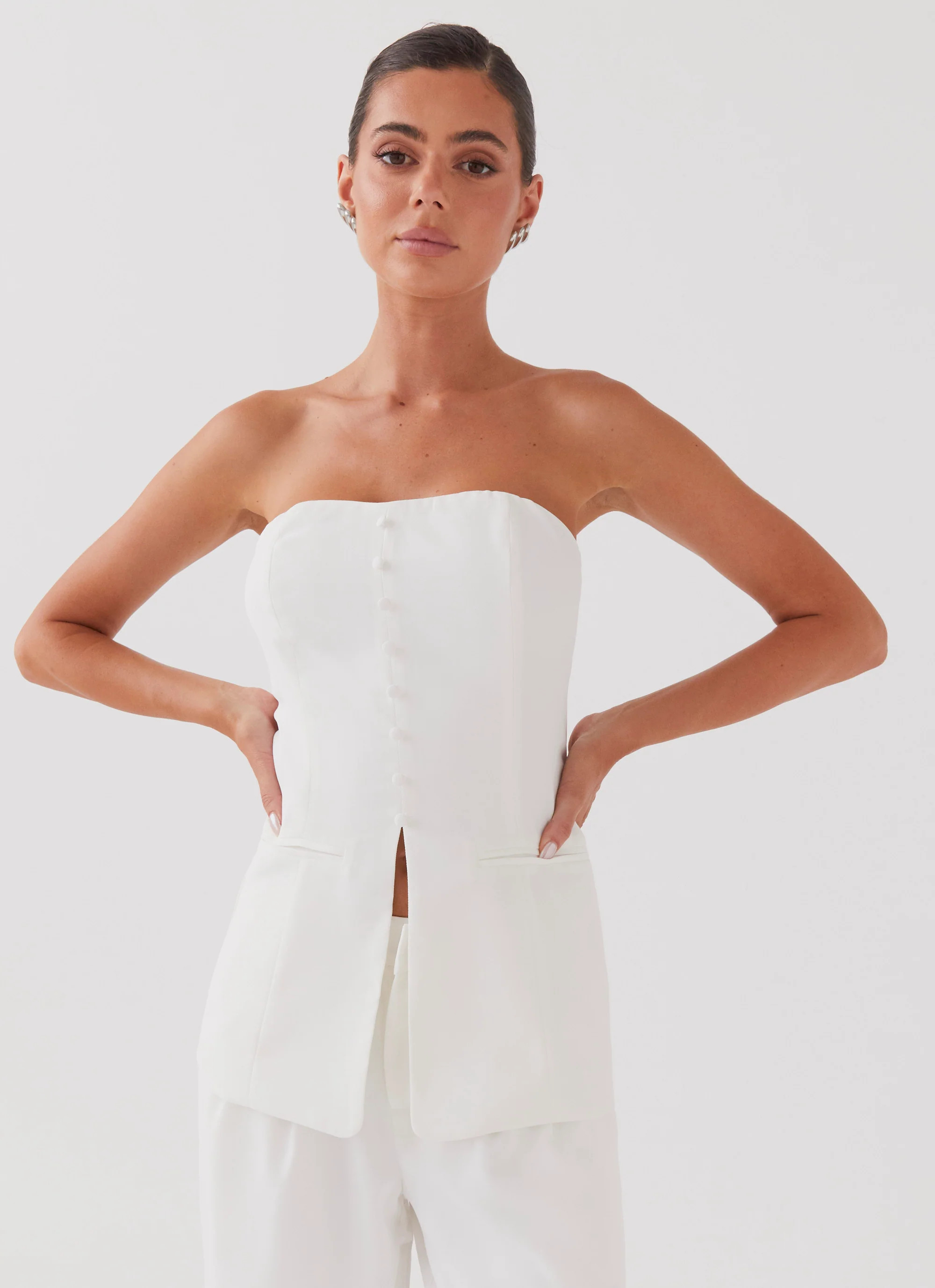 Riveria Tailored Strapless Top - Ivory | Peppermayo (Global)