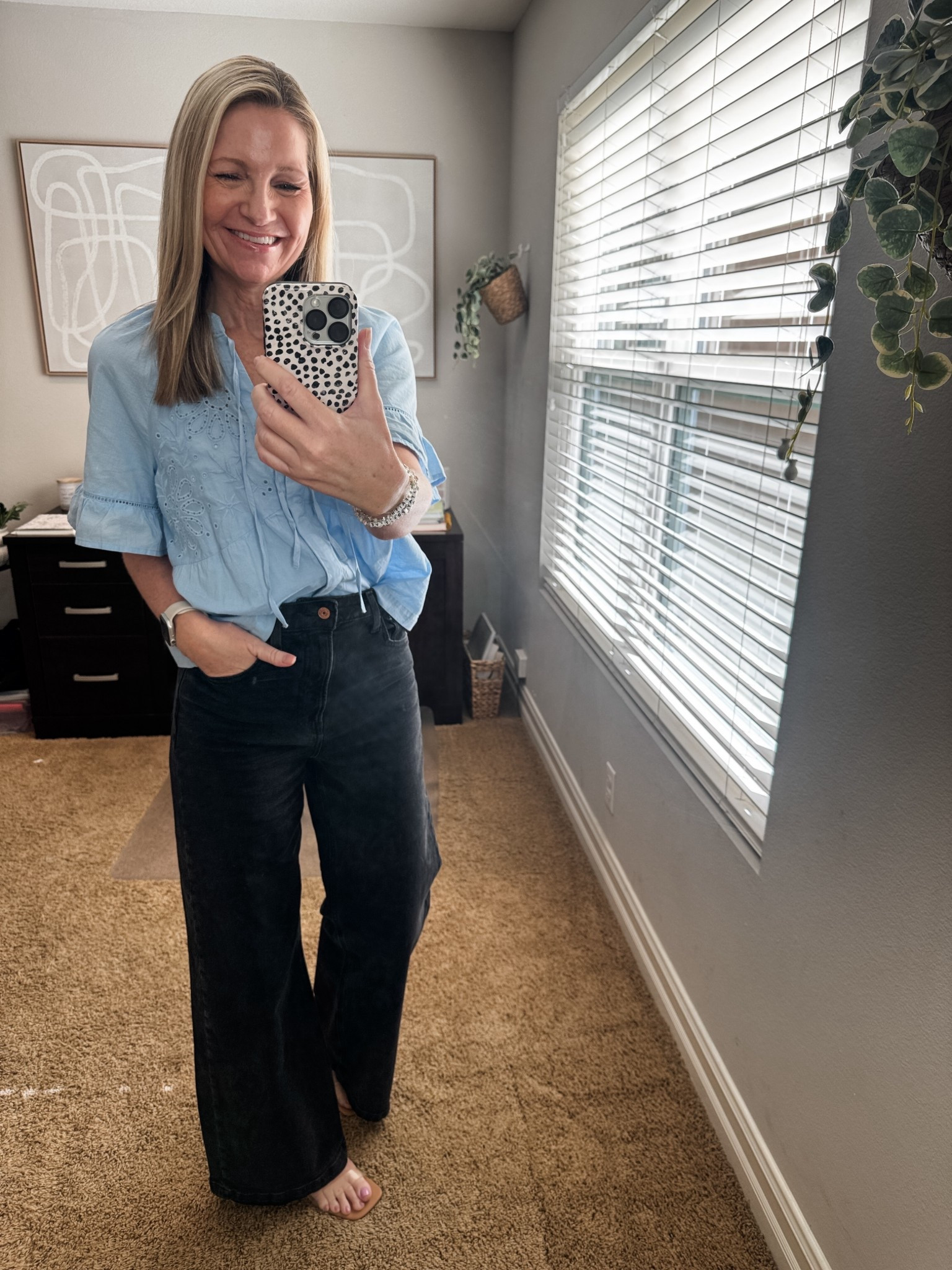 Work outfit of the day in my favorite Gap jeans that I own in two washes. 

My blouse is Gap Factory from last year and my clear sandals are Target. 

#LTKWorkwear #LTKOver40 #LTKootd