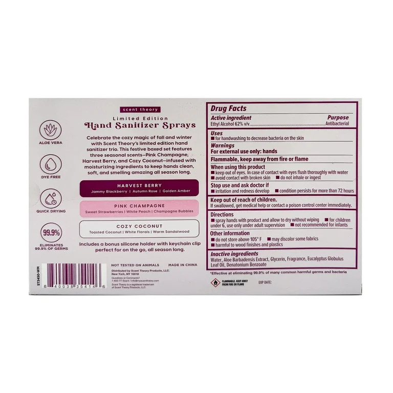 Scent Theory Limited Edition Holiday Hand Sanitizer Spray Gift Set, 3 Piece | Walmart (US)