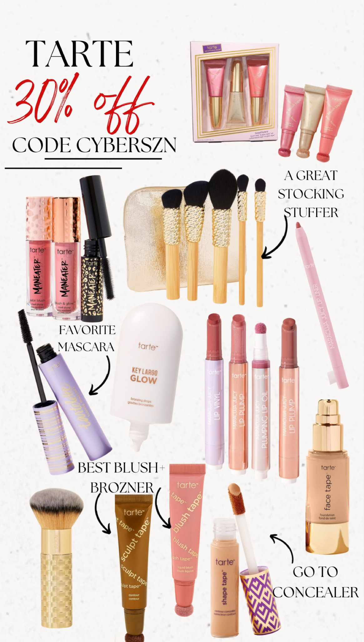 Tarte 30% off code CYBERSZN

#LTKHoliday #LTKBeauty #LTKCyberWeek