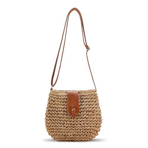 Small Straw Crossbody Bag for Women Boho Handmade Woven Summer Beach Bag Handbags Shoulder Purse ... | Amazon (US)