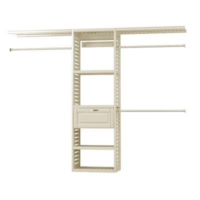 allen + roth 5-ft to 8-ft W x 6.6-ft H Antique White Wood Closet Kit Lowes.com | Lowe's