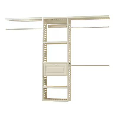 allen + roth 5-ft to 8-ft W x 6.6-ft H Antique White Wood Closet Kit Lowes.com | Lowe's
