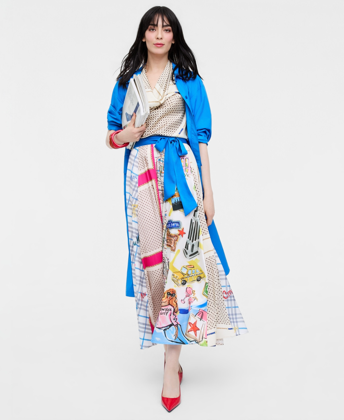Women's Spliced-Print Maxi Skirt- Molly Rogers Capsule Collection - Whisper White | Macy's