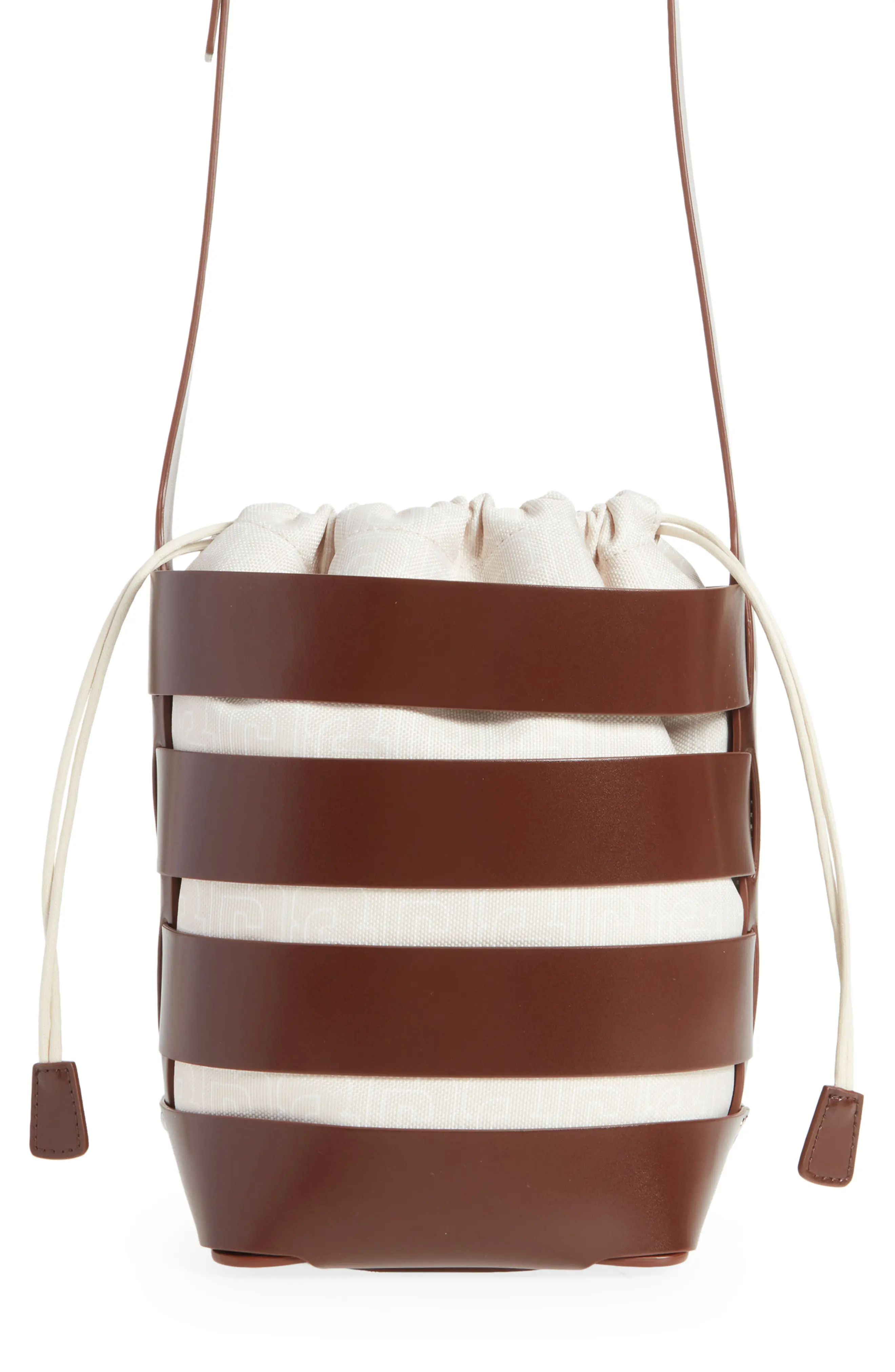 paco rabanne Cage Leather Bucket Bag in P200 Brown at Nordstrom | Nordstrom