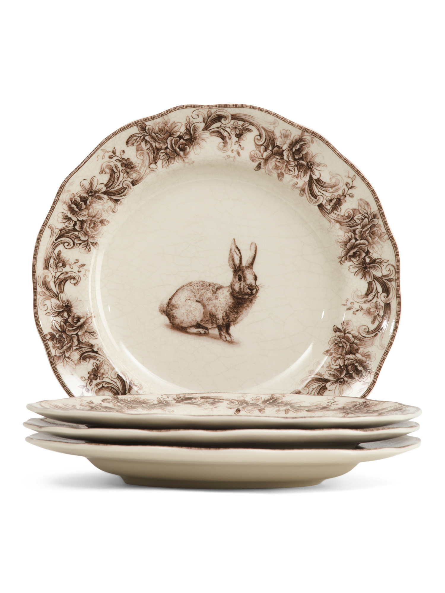 Set Of 4 Floral Bunny Dinner Plates | TJ Maxx