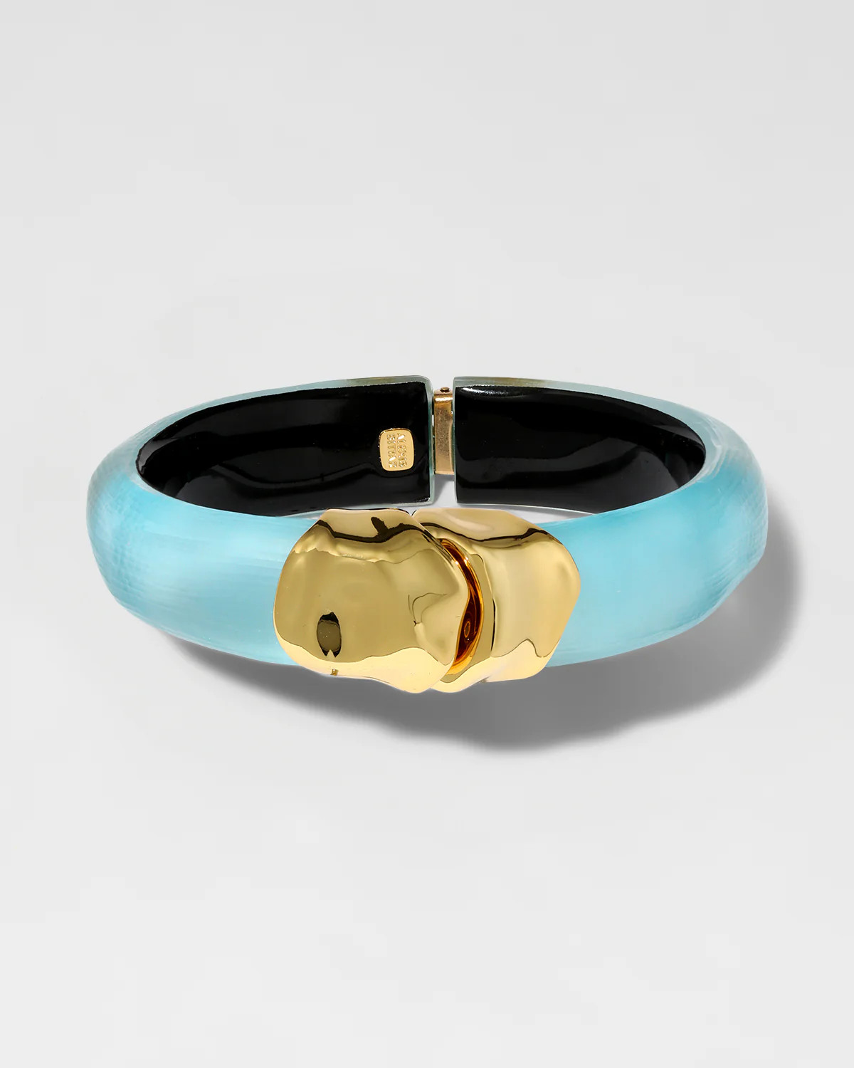 Icy Blue Molten Gold Lucite Hinge Bracelet | Blue Hinge Bracelet | Alexis Bittar