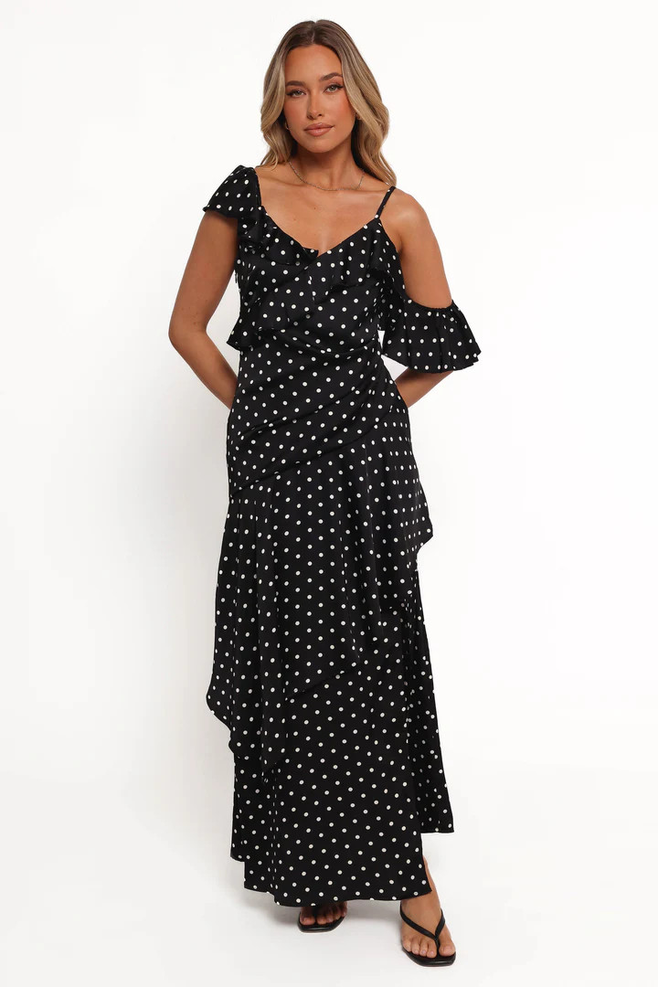 Adelina Maxi Dress - Black Polka Dot | Petal & Pup (US)