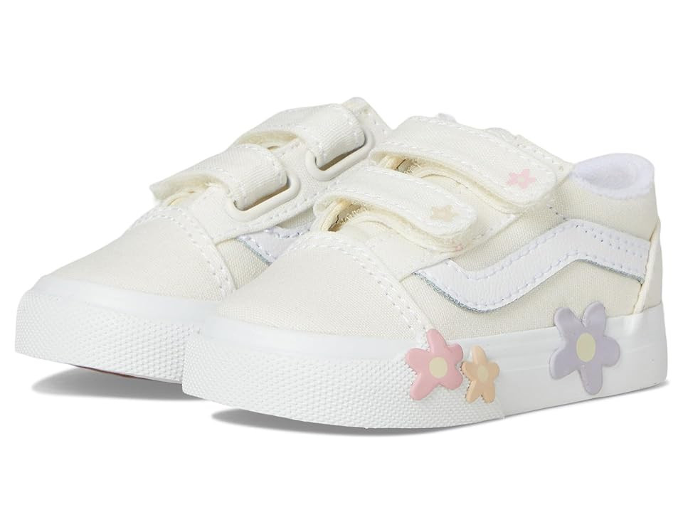 Vans Kids Old Skool V Flower (Toddler) Kid's Shoes Star White : 9.5 Toddler M, Canvas | Zappos