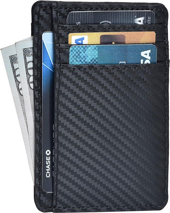 Minimalist Wallets for Men & Women RFID Front Pocket Leather Card Holder Wallet | Amazon (US)