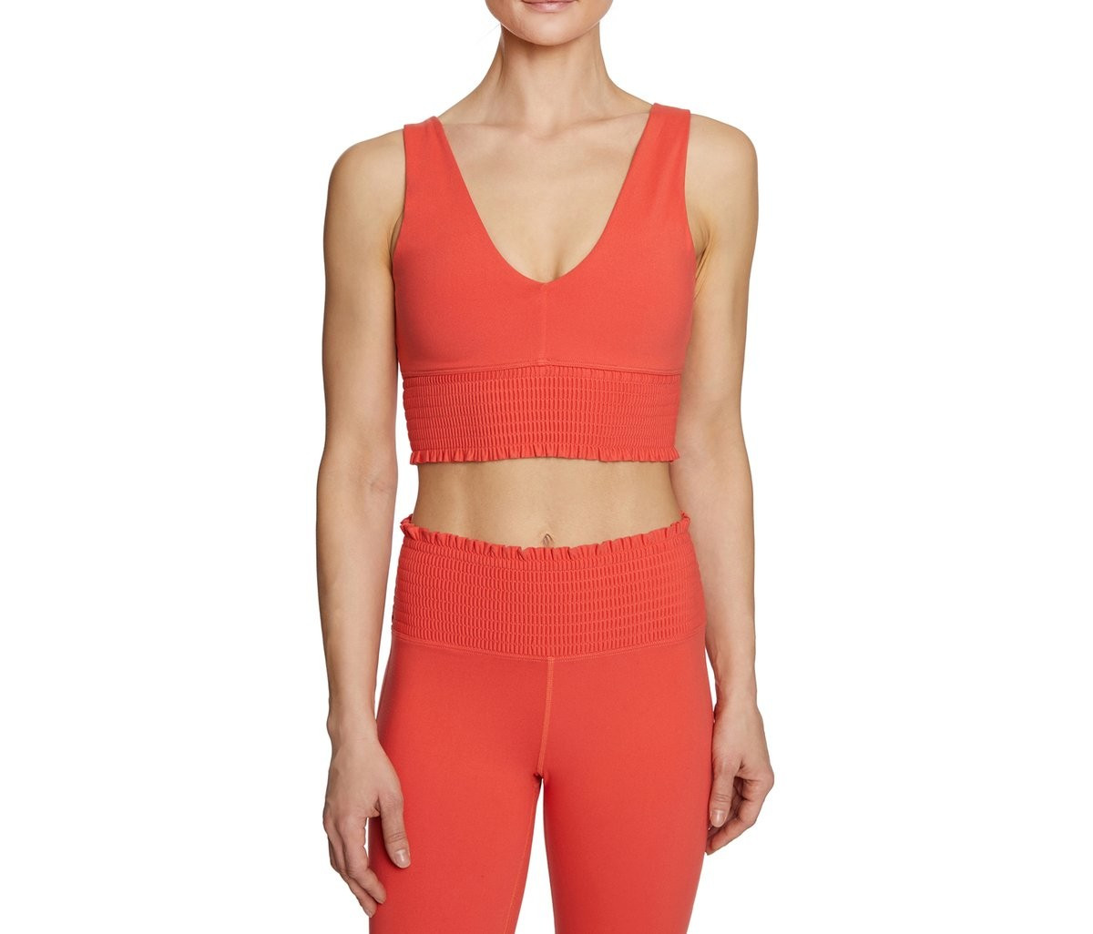 SMOCKED WAIST EXTENDED BRA CORAL | Betsey Johnson