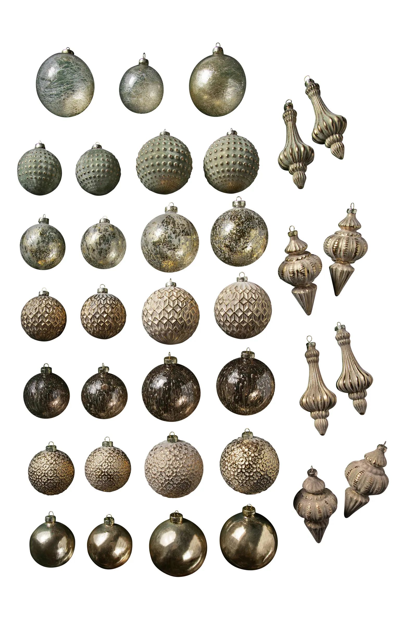 Balsam Hill Set of 35 Burnished Metallic Glass Ornaments | Nordstrom | Nordstrom