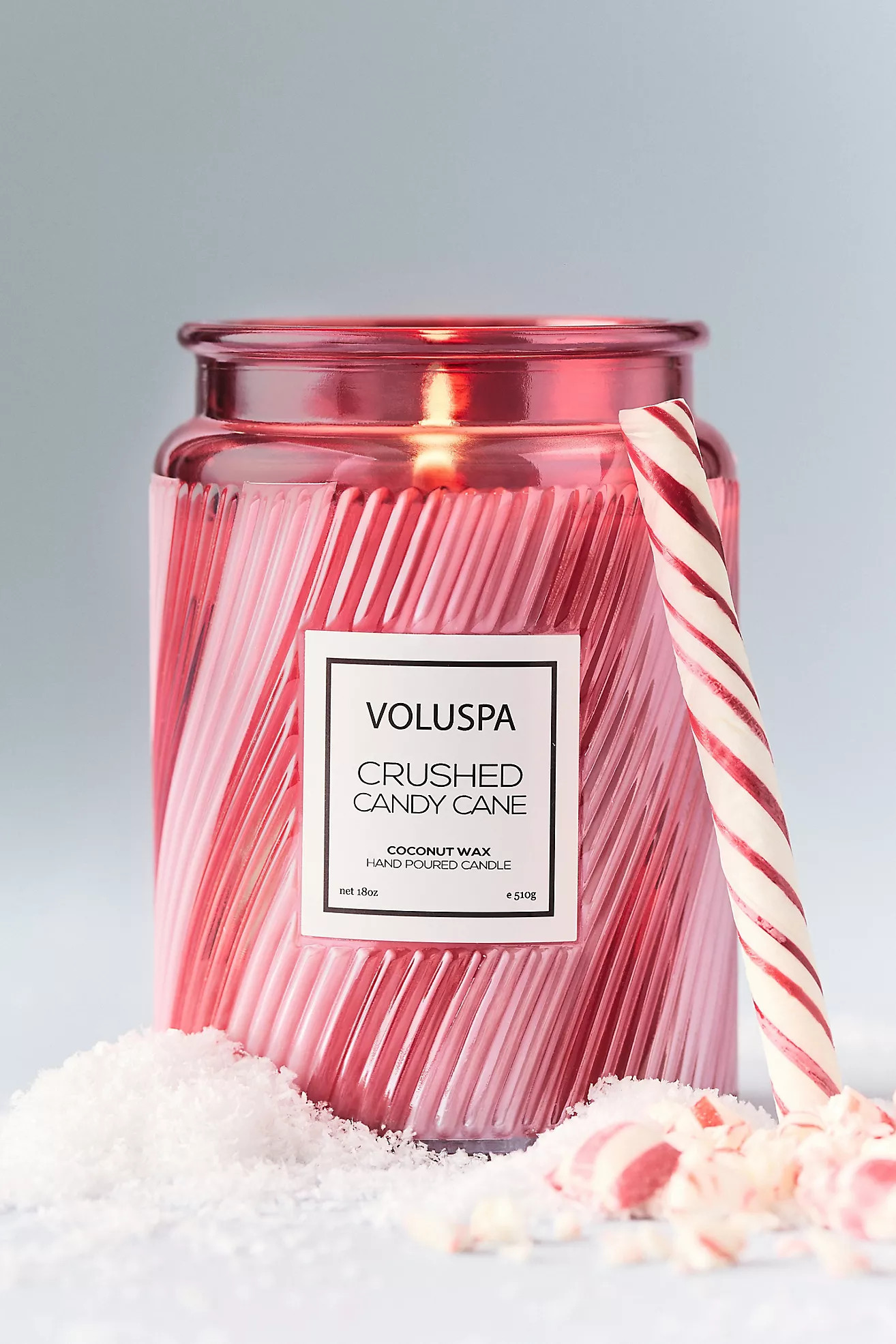 Voluspa Gourmand Crushed Candy Cane Glass Candle | Anthropologie (US)