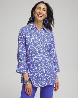 No Iron Linen Abstract 3/4 Sleeve Shirt | Chico's