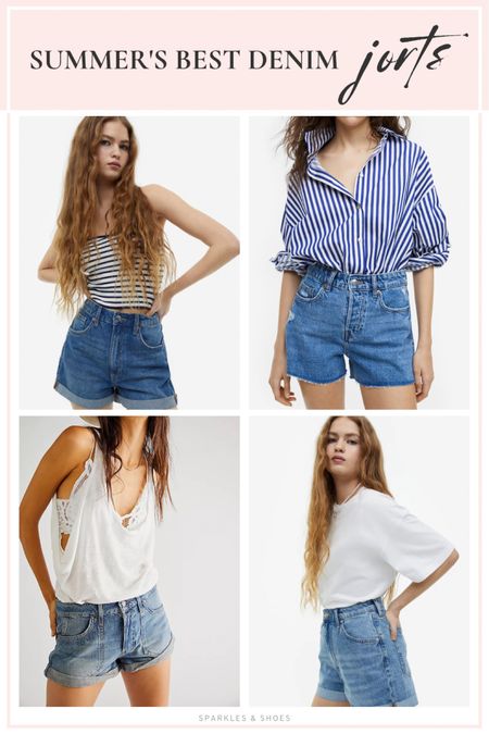 It’s officially jean shorts season! For those who like them classic and not ripped, here are my top jorts picks!  #jorts #jeanshorts #summershorts

1 |  High Waisted Denim Shorts in Medium blue
2 | High Denim Shorts in Denim Blue

3 | Free People  Beginner’s Luck Slouch Shorts in Charm
4 | H&M High-waisted denim shorts in Denim blue

#LTKFind #LTKunder50 #LTKSeasonal
