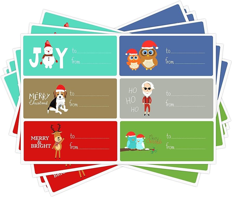 Easykart 300 Christmas Name Stickers for Kids, Multi Colour Design, 3.5 x 1.5 Inch Large Rectangl... | Amazon (US)