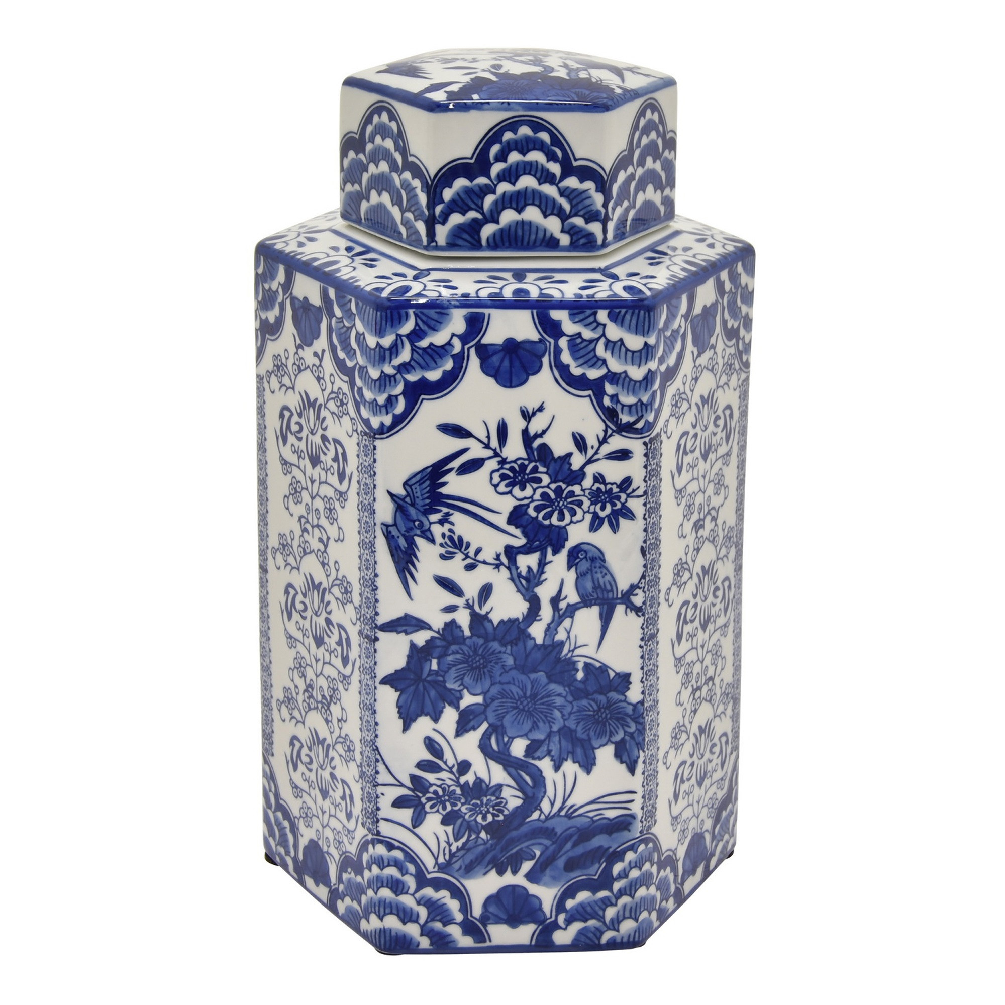 Plutus Brands Blue and White Porcelain Jar With Lid | Walmart (US)