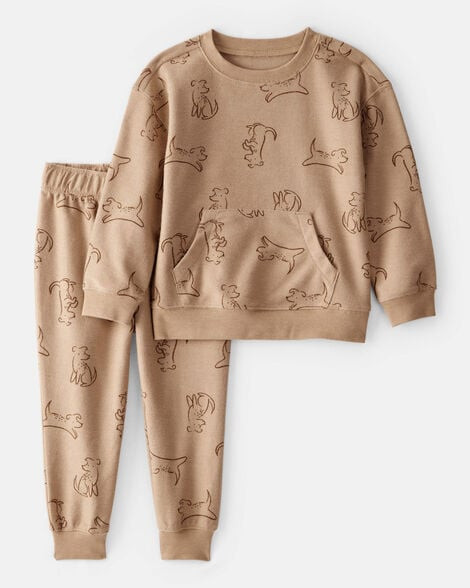 Toddler Boy Dog French Terry Long-Sleeve Tee & Pant Set - Brown | Carter's Inc